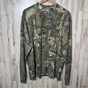 Vintage Y2K Mossy Oak Camo Turtle Mock Neck Long Sleeve‎ Shirt Mens Size XXL